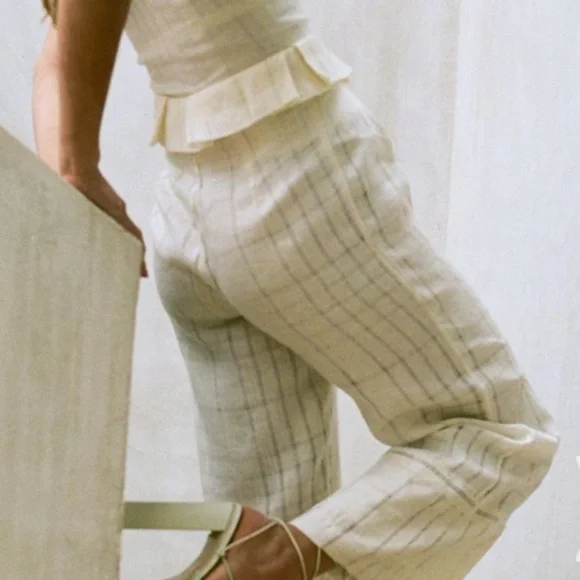 New! Cult Gaia Elle Cream Linen Pantsxxs
